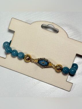 Handmade natural gemstone and seed beads bracelet